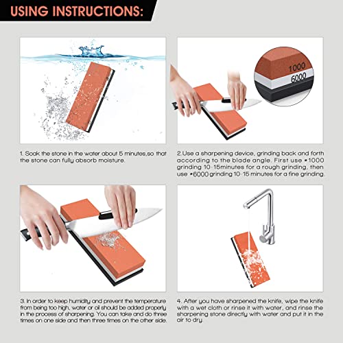 - Sharpening Stone | DDF IohEF Whetstone grit 1000/6000 | Professional 2-in-1 Double-Sided -