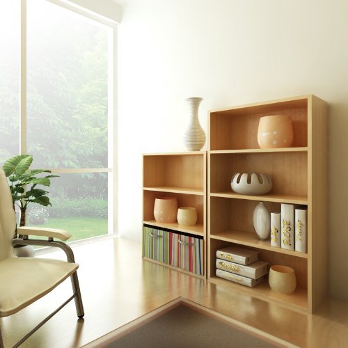 - Furinno 4-Tier Bookcases | Display Shelves | Wood | Steam Beech -