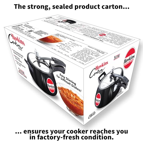 - Hawkins Contura Black 5 Litre Pressure Cooker | Hard Anodized Cooker | Handy Cooker -