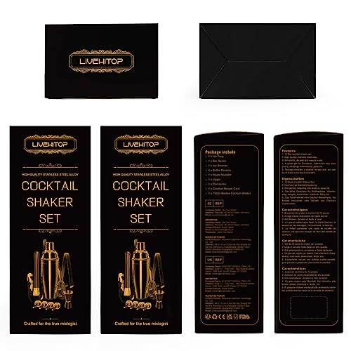 - LIVEHITOP Cocktail Shaker Set | 12 Pieces Cocktail Making Set With 750 ML Cocktail Shaker -