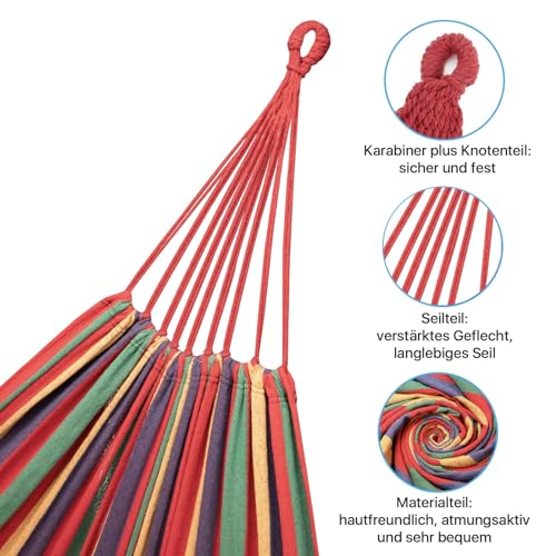 - Signstek Cotton Hammock with Tree-friendly Straps | Durable Portable Hammock | Travel Bag -