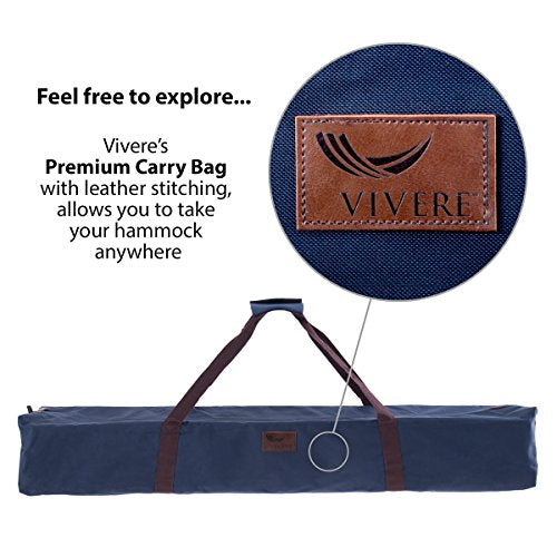 - Vivere UHSDO8-20 Double Cotton Hammock with Space-Saving Steel Stand Including Carrying Bag, Tropical -