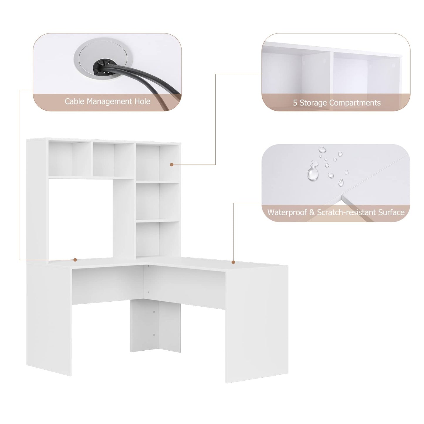 - FirFurd L-Shaped Computer Desk | Computer Workstation With Storage Shelves -