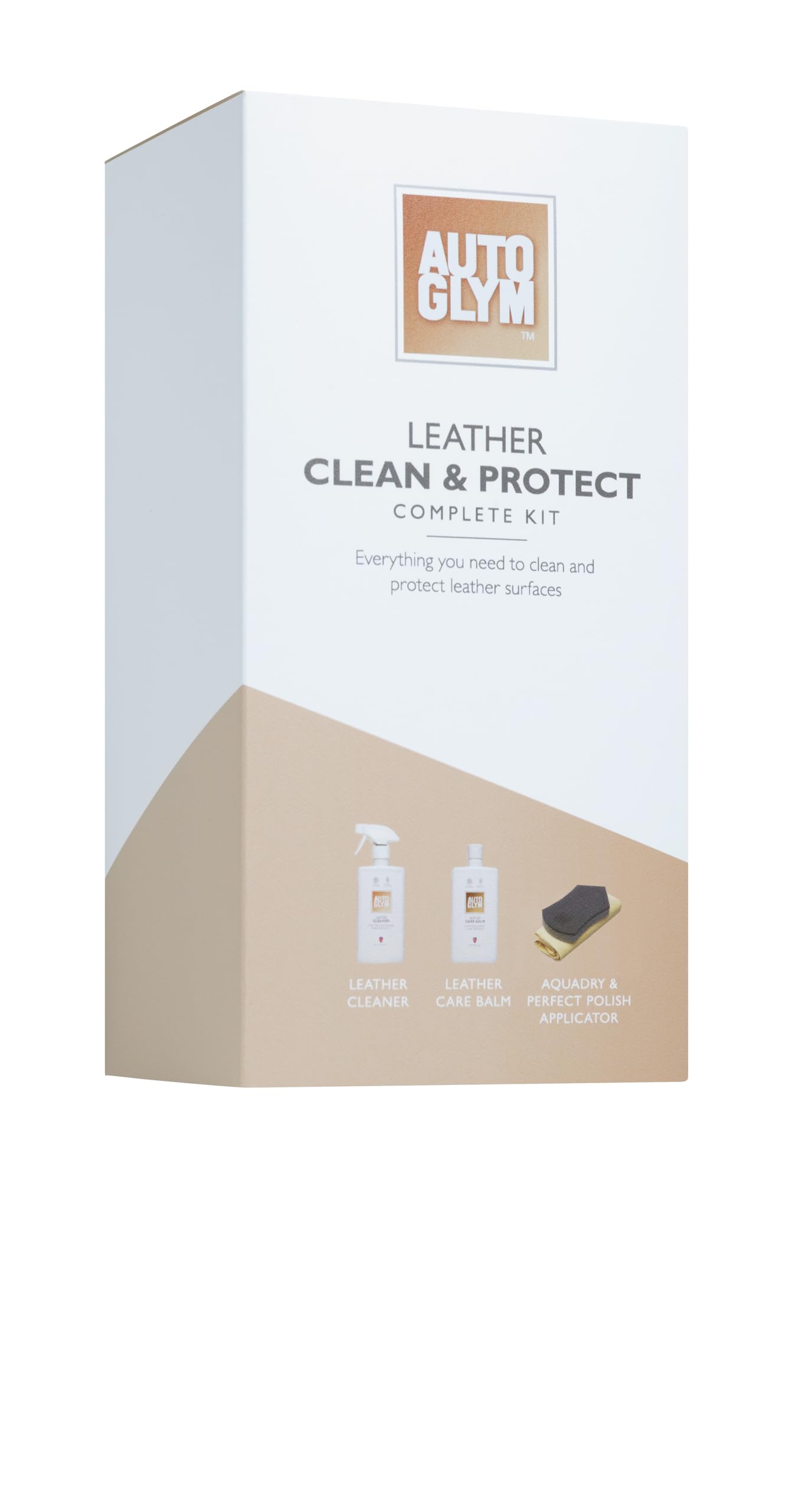 Autoglym Leather Clean & Protect Complete Kit - Ultimate Car Leather Cleaner Kit Includes 500ml Leather Cleaner, 500ml Leather Care Balm, (1) Hi-Tech Aqua-Dry, (1) Perfect Polish Applicator
