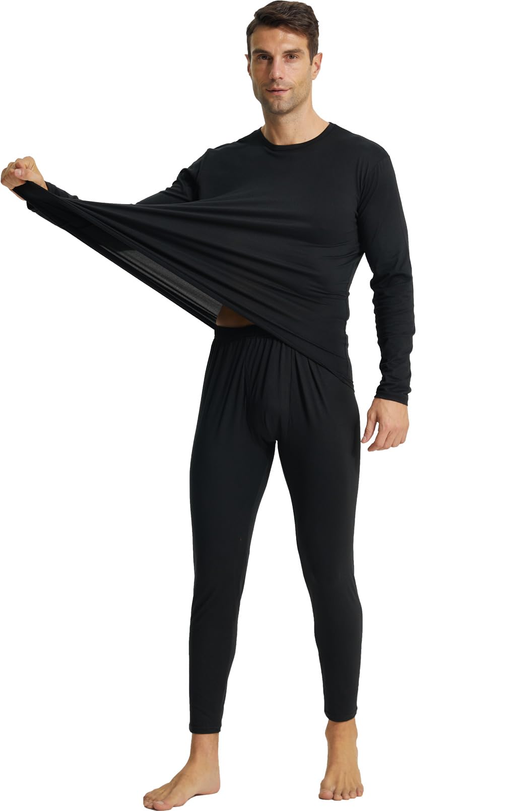 LANBAOSI Mens Thermal Underwear Set Winter Warm Fleece Long Sleeve Top Top Dad