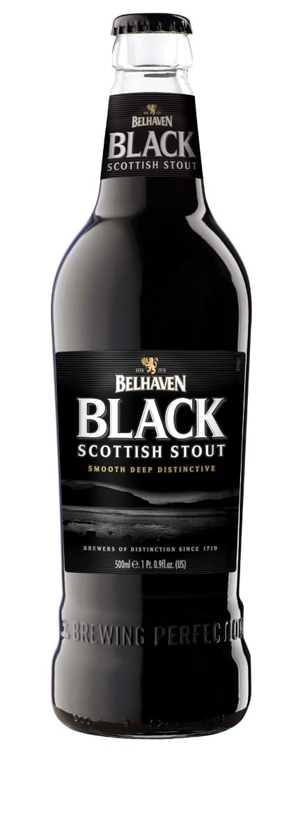 Belhaven Black Scottish Stout Bottle, 500 ml, Case of 8