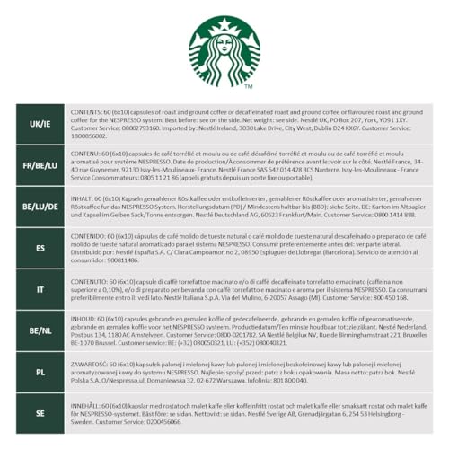 - STARBUCKS | Single-Origin Sumatra by Nespresso | Dark Roast | Coffee Capsules 6 x 10 -