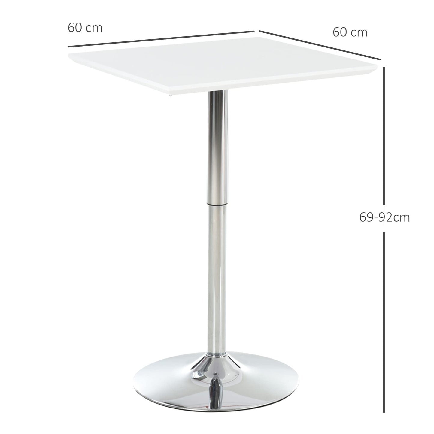 - HOMCOM Square Height Adjustable Bar Table Counter Pub Desk | With Metal Base For Home Bar -