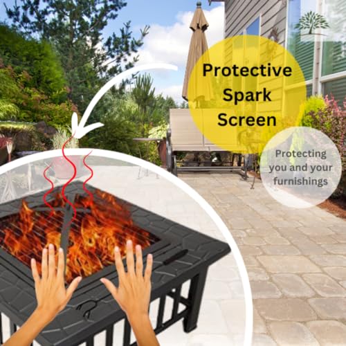 - Garden Mile Large Circular Fire Pits for Garden | Firepit Black Heat Resistant Fire Pit Patio Stove Outdoor Fireplace Barbeque | Rain Cover -