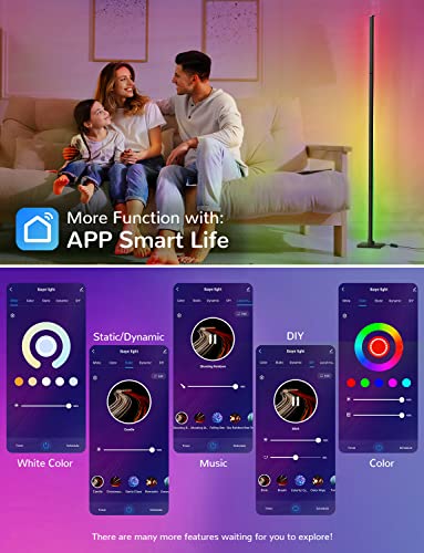 - ibaye Smart LED Floor Lamp | RGB Corner Floor Lamp | Music and DIY Mode | Modern Standing Lamp Compatible With Alexa -