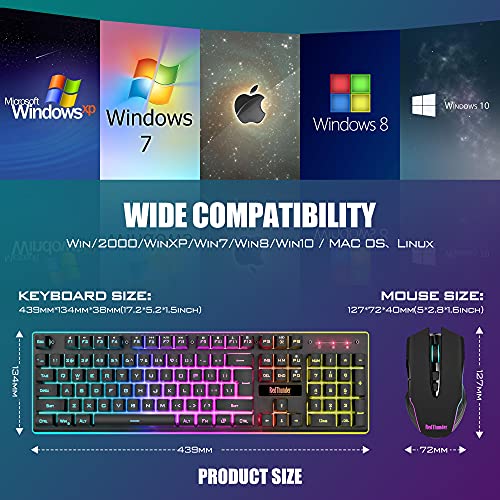 - RedThunder K10 Wireless Gaming Keyboard and Mouse Combo | LED Backlit Rechargeable -
