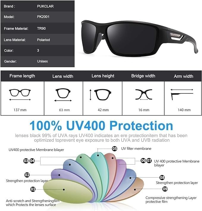 - PUKCLAR Polarised Sports Sunglasses | Driving Sunglasses Cycling Running Fishing -