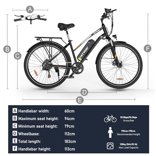 - HITWAY Electric Bike for Adults | 28" Electric Bicycle Commute E-bike | 36V 12Ah Removable Battery | 250W Motor | 7-Speed Gear -