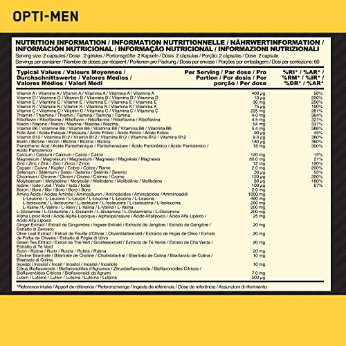 - Optimum Nutrition Opti-Men Multi-Vitamin Supplements for Men | With Vitamin D, Vitamin C, Vitamin B6 and Amino Acids -