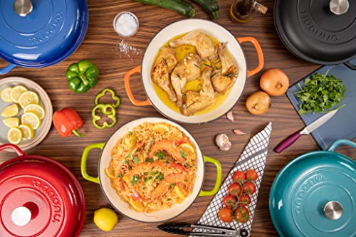 - Shallow Cast Iron Casserole with Lid | Non Stick Dutch Oven Pot | Oven Safe -