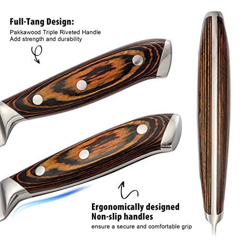 15-Piece Japanese Chef Knife Set with Sharpener, Block Wooden, HOBO Japan High Carbon Stainless Steel Boxed Kitchen Knife, Color Wooden Handle