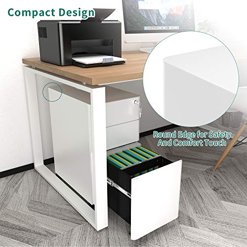 - YITAHOME File Cabinet Metal with 3 Lockable Drawers, Mobile Filing Cabinet for Home Office, Under Desk File Office Drawers