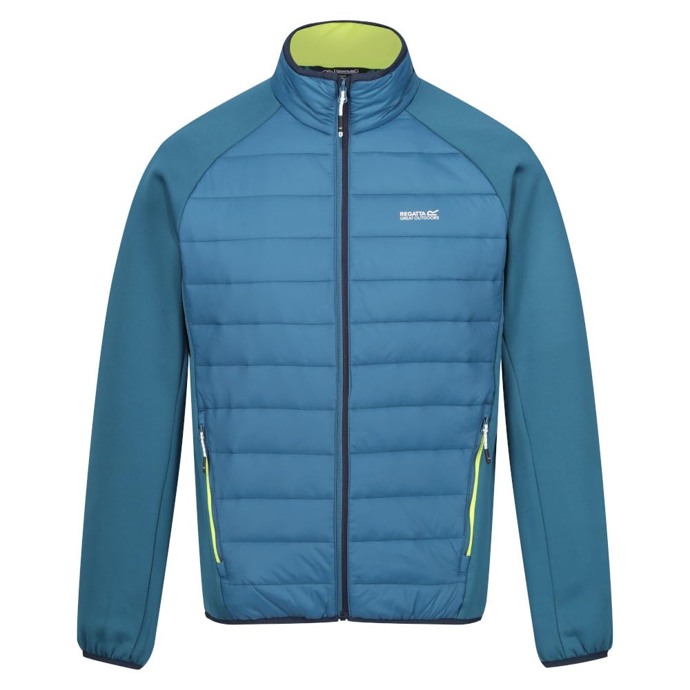 - Regatta Mens Hybrid Full Zip Jacket Padded Coat | Moroccan Blue(Citron Lime) -