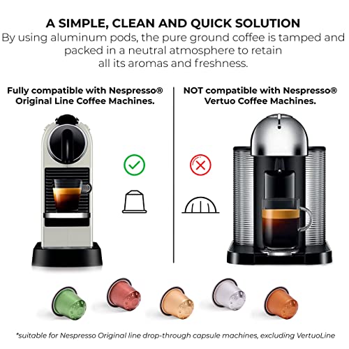 - Grano Milano Variety Pack with Decaf 50 Aluminium Coffee Pods | Compatible with Nespresso Original line  | Medium & Dark Roast Coffee Capsules Made in Italy -