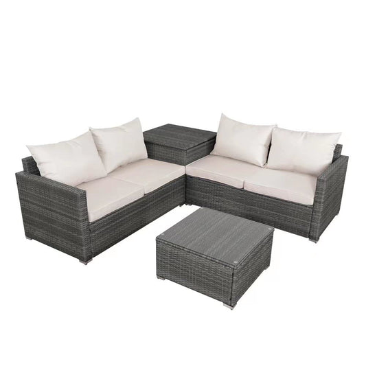 - Panana 4 Seater | Rattan Furniture Set | Lounge Corner Sofa Set -
