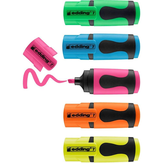 - Edding 7 mini highlighter | neon colours | 5 highlighter pens -