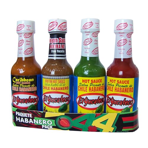 - El Yucateco 4 Pack Hot Sauce Bundle | 1 Red Sauce, 1 Green Sauce, 1 Xtra Hot Sauce, 1 Carribbean Hot Sauce -