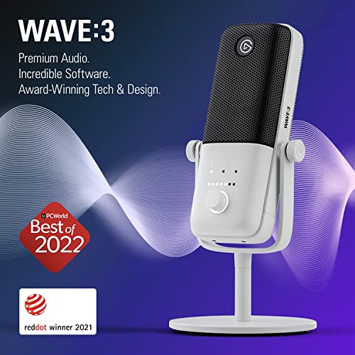 - Elgato Wave | 3 White | Premium Studio Quality USB Condenser Microphone -