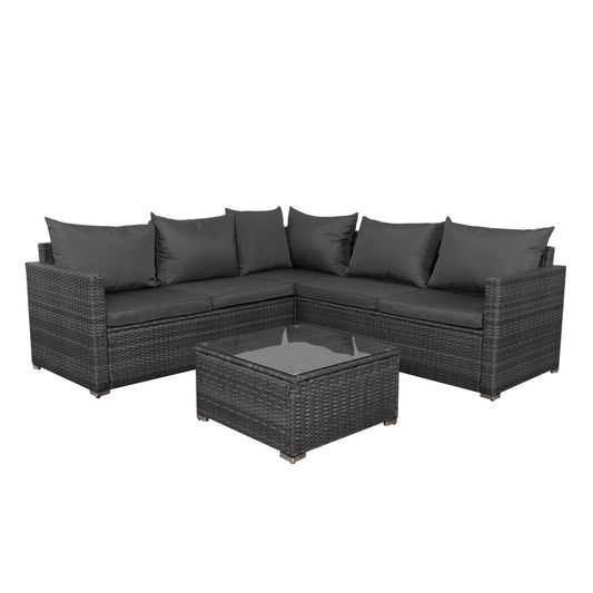 - Panana Rattan Furniture Set | 5 Seater | Lounge Corner Sofa Set | Table Stool -