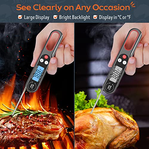 - Digital Meat Thermometers for Air Fryers Cooking | Food Thermometer Instant Read BBQ Cooking Thermometer | Foldable Long Probe | Backlight Screen Magnetic Back -