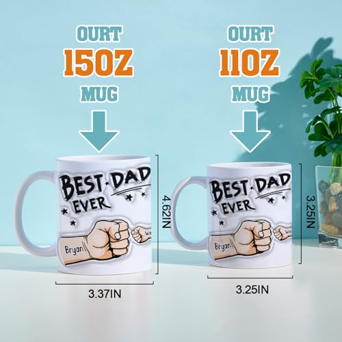 - VEELU Personalised Dad Mug with Kids Names, Custom Father's Day -