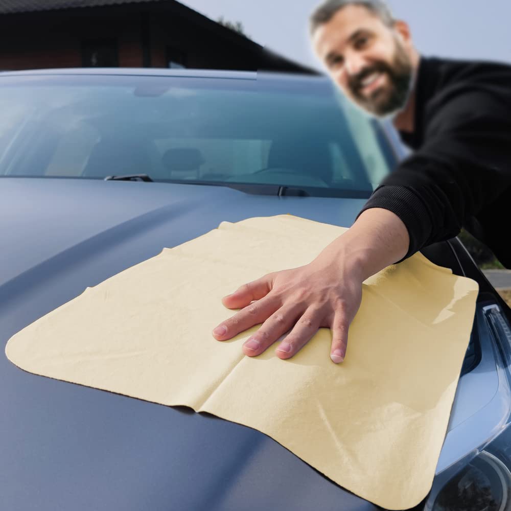 - lesasas Chamois Leathers For Cars | Large Car Drying Towel | 60 x 40 cm -