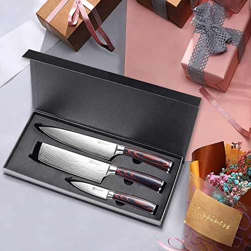 - PAUDIN Chef Knife Set of 3 | Sharp Knife Set |  High Carbon Stainless Steel Japanese Knife Set -
