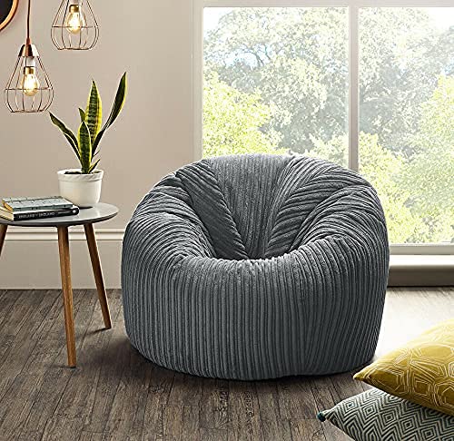 - Jumbo Cord Beanbag Chair | Large in Plush | Great as Beanbag Lounger/Recliner -