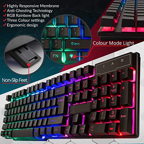 - Orzly Gaming Keyboard | RGB USB | Wired | Rainbow Keyboard -
