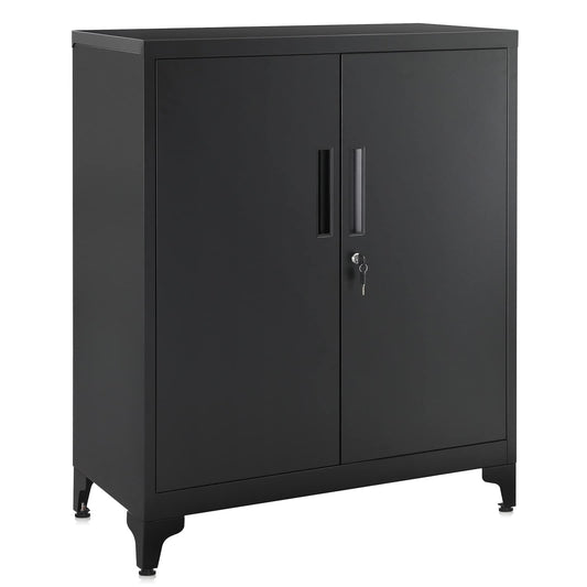 - SONGMICS File cabinet | Multipurpose Garage Cabinet | Office Cabinet with 2 Doors | Lockable Cabinet |  Black OMC013B01 -