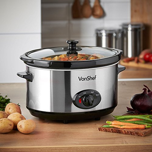 - VonShef Slow Cooker 6.5L with Easy Clean Removable Oven to Table Dish