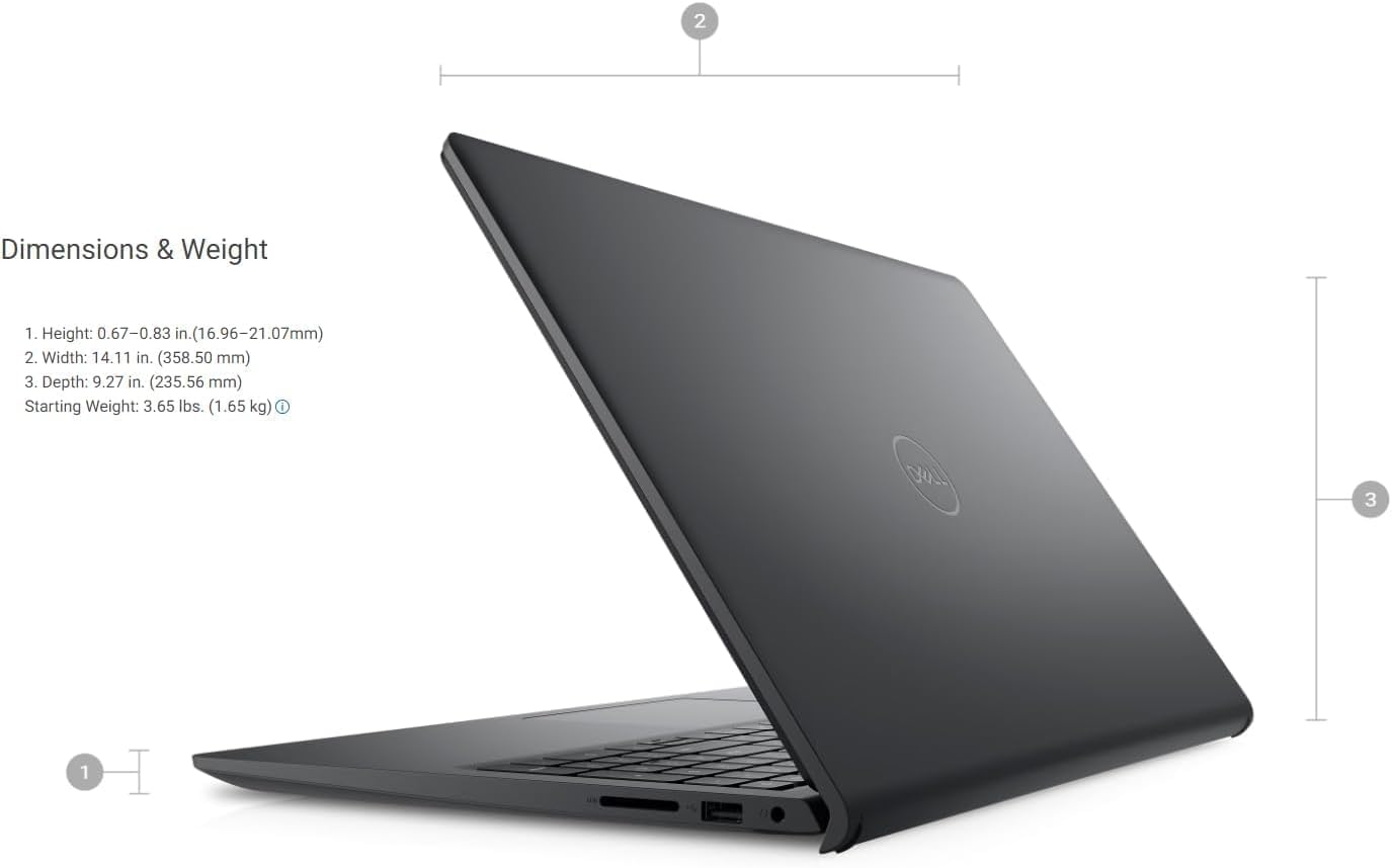 DELL 2024 Inspiron 15 Laptop, with Microsoft Office 365, 15.6" 1920x1080 FHD, Intel i3-1215U up to 4.40GHz (Beats N4020), 16GB RAM,1TB PCIe SSD,Windows 11 Home, Carbon Black