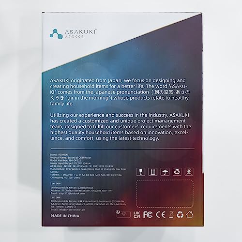 ASAKUKI 300ml Essential Oil Diffuser, Ultrasonic Aromatherapy Scented Diffuser Humidifier for Bedroom,Baby Room,Spa with 7 LED Color Lights and Auto Shut-Off, BPA-Free- Yellow Wood Grain