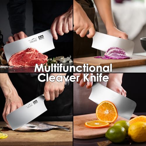 - SHAN ZU Cleaver Knife | Japanese Kitchen Knives | 7 Inch | High-Carbon | German Butcher Chef Knife -