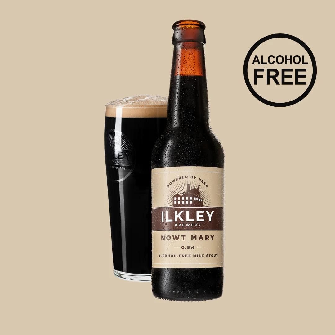 - Ilkley Brewery Alcohol Free Beers Nowt Mary Stout | Non-Alcoholic Ale Coffee Milk Stout 0.5% ABV Dark Beer | 12 x 330ml Bottles | Low Carb, Low Calorie Zero Alcohol Beers | Local Yorkshire Craft Ale -