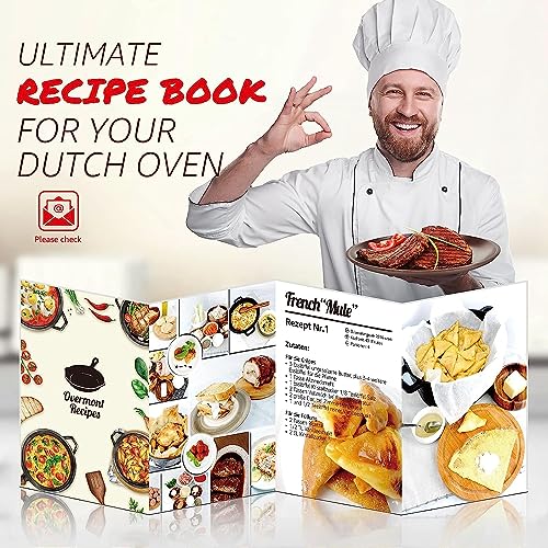 - Overmont 5L Enamelled Cast Iron Round Casserole Dish | Lid | 26cm | Cookbook -