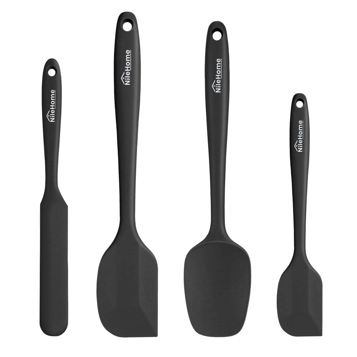 - NileHome Silicone Spatula Set | Cooking/Baking Utensil Set of 4 | Black -