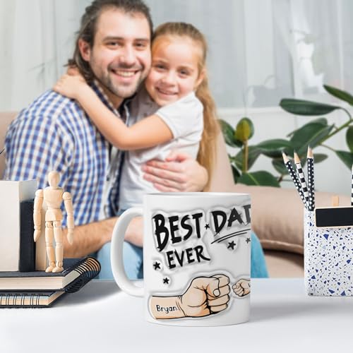 - VEELU Personalised Dad Mug with Kids Names, Custom Father's Day -