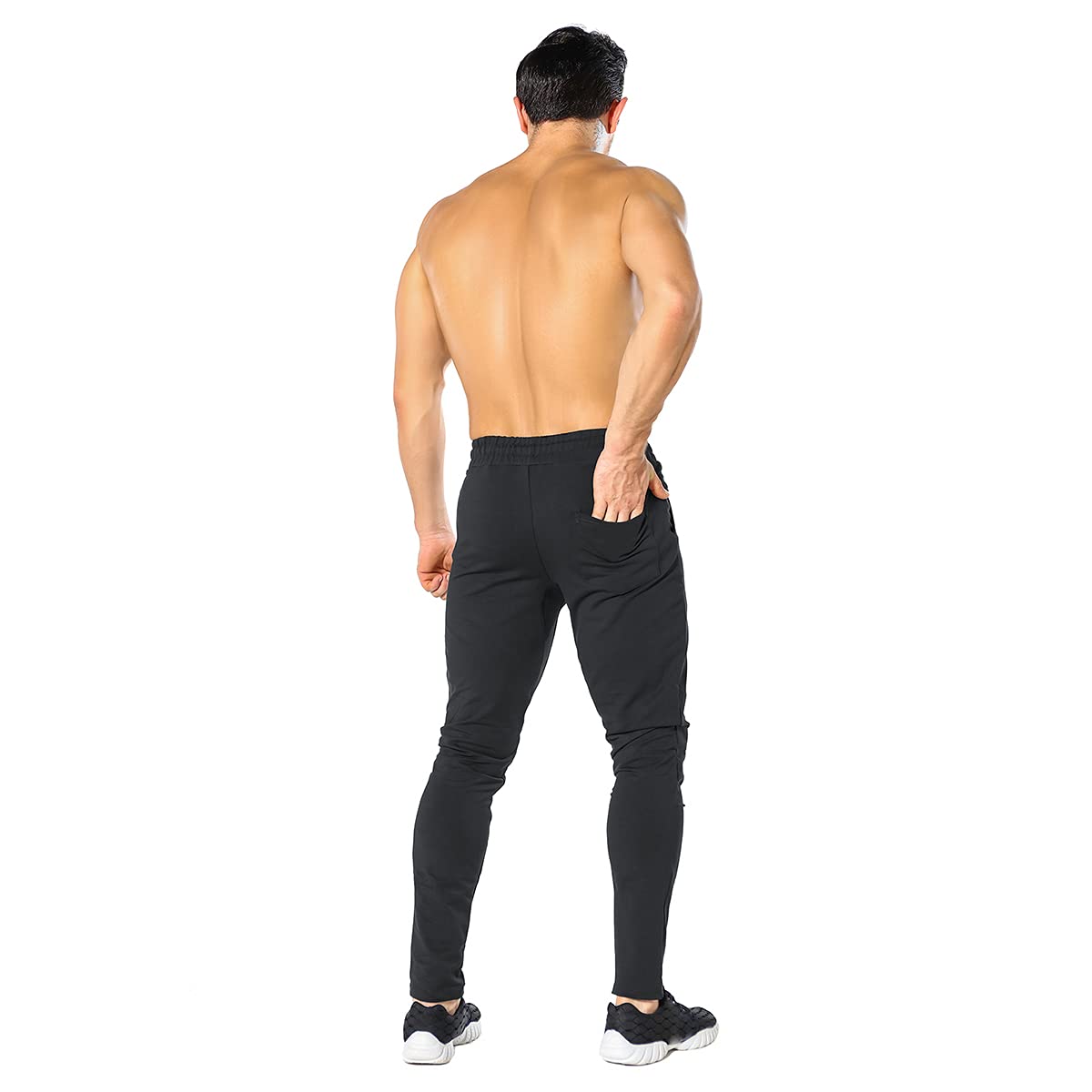 - ZENWILL Mens Tapered Gym Joggers Bottoms, Tracksuit Jogging Running Trousers Sweat Pants with Zip Pocket