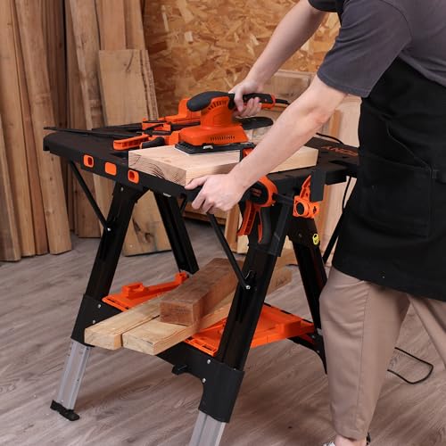 - PONY 2-in-1 Folding Workbench | Max Weight 227 kg | Comes With Tool Tray, 79 x 89 x 63.5 cm -