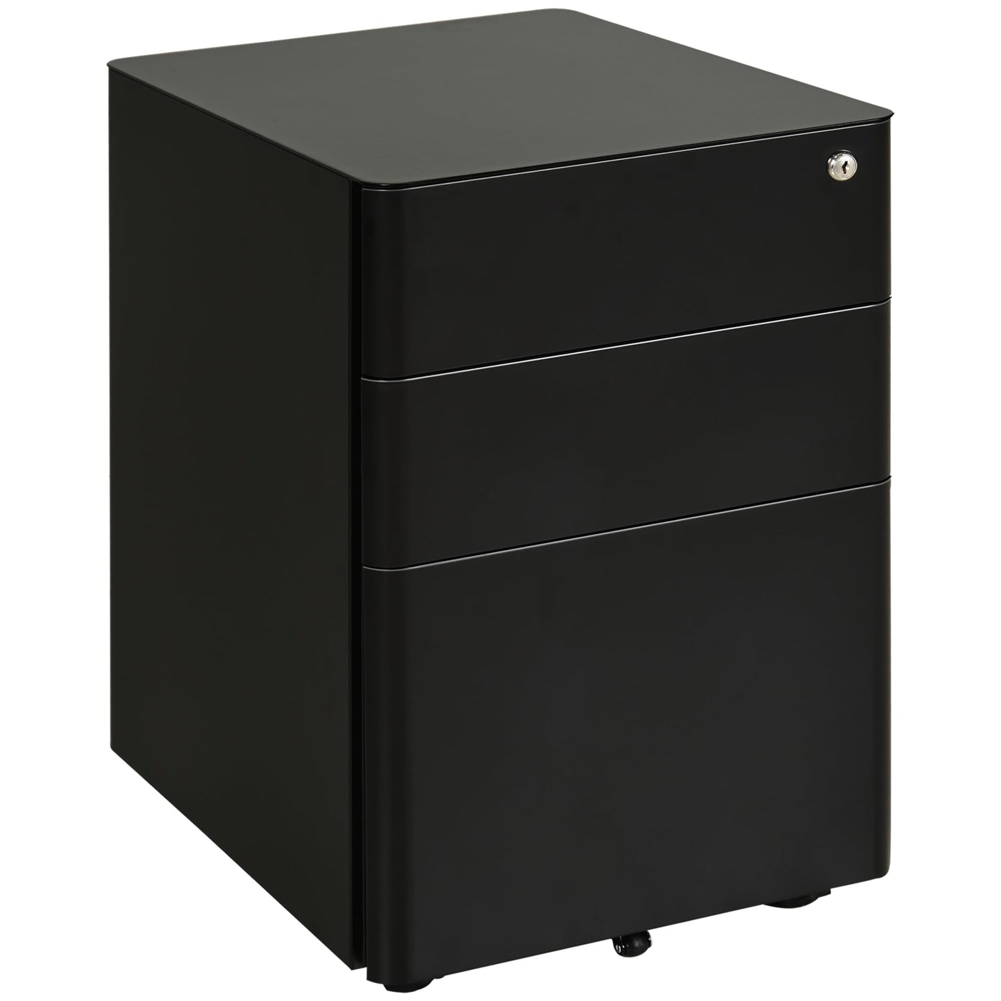 - Vinsetto Lockable File Cabinet with 3 Drawers, Steel Rolling Filing Cabinet with 5 Wheels -