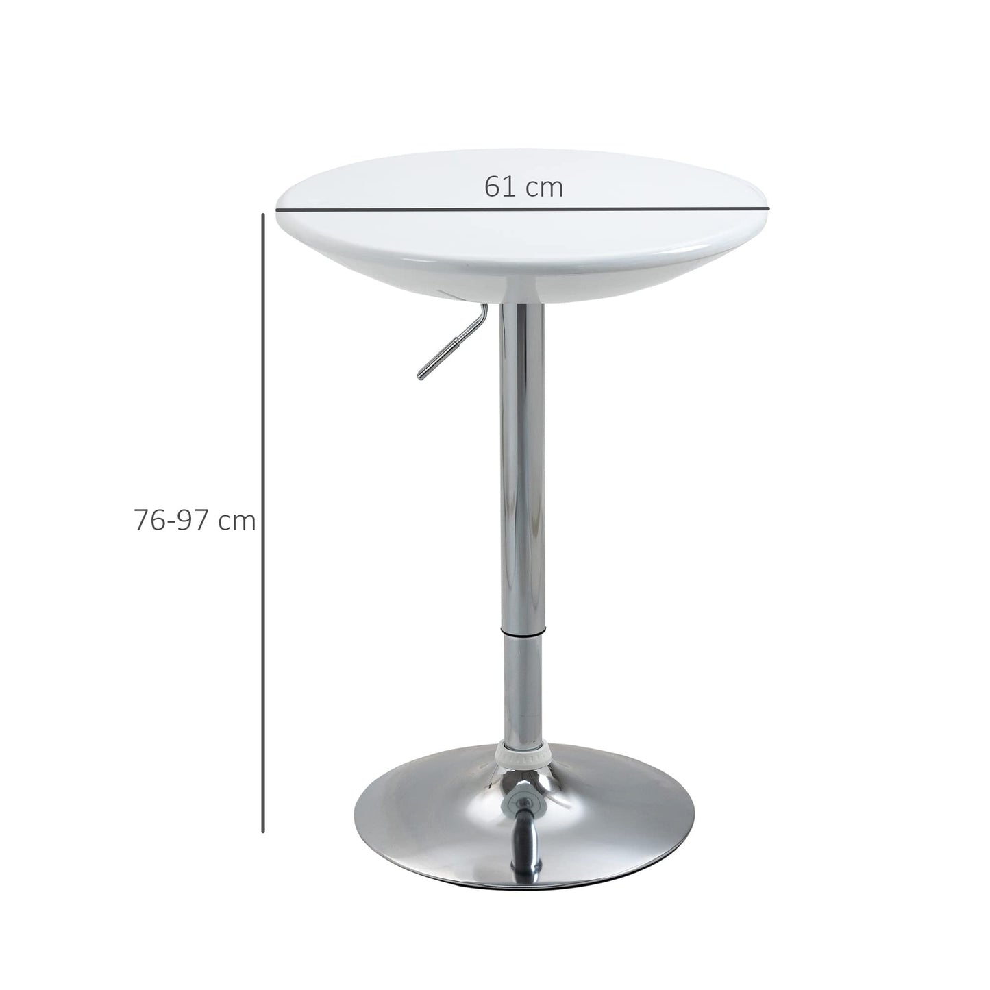 - HOMCOM Modern Round Bar Table | Adjustable Height Home Pub Bistro Desk | Swivel Painted Top with Silver Steel Leg and Base -