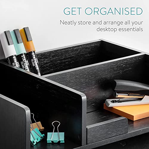 - Navaris Bamboo Desk Organiser | Wooden Desktop Storage Drawers and Compartments -