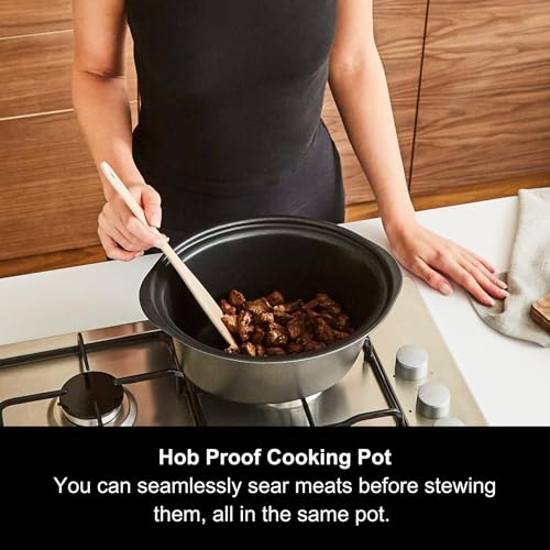 - Morphy Richards 3.5L Sear & Stew Slow Cooker | Shatter Resistant Aluminium Pot | 3 Heat Settings -