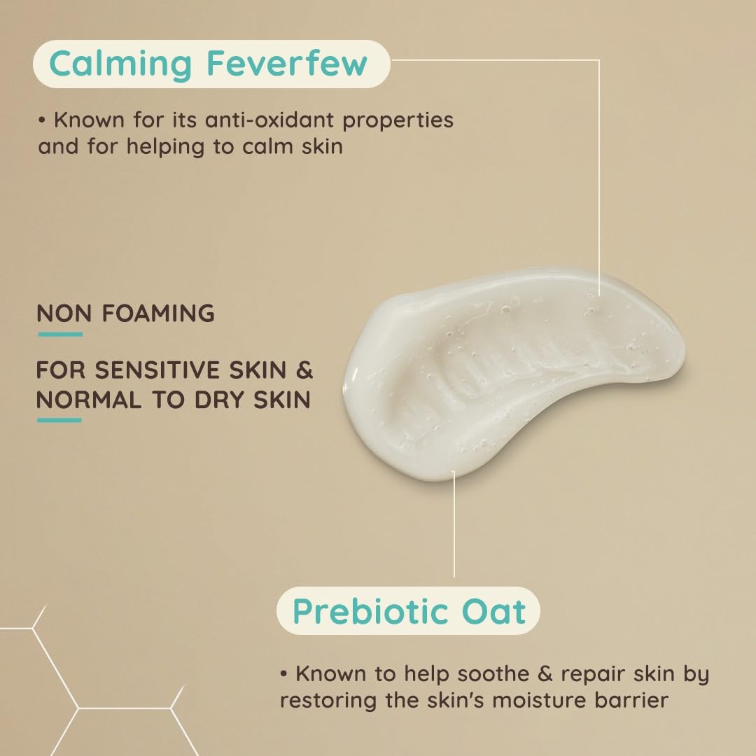 Aveeno Face Calm+Restore Nourishing Oat Cleanser (1x 200ml), Gentle Cleanser with Prebiotic Oat and Calming Feverfew, Non Foaming Cleanser, Helps Preserve Skin's Barrier